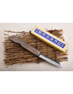 Higonokami  Nagao Kanekoma cuivre patiné aogami