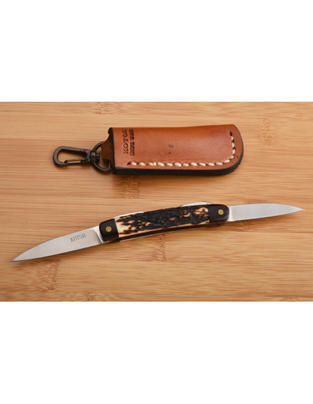 Higo naifu à 2 lames par Yoshimi kotoh - Bois de fer et bois de cerf sika