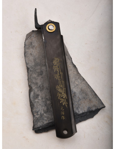 Higonokami Nagao -  Manche  laqué noir "Tiger &...