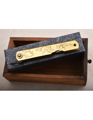 Higonokami Nagao - laiton gravé - lame sanmai...