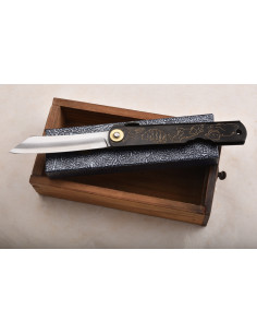 Higonokami Nagao - Manche  noir gravé - lame sanmai...