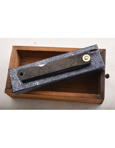 Higonokami Nagao - Manche  noir gravé - lame...