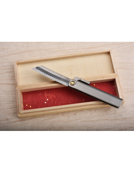 Tomita Gokunantetsu medium higo naifu - Ran ba - Kiri box