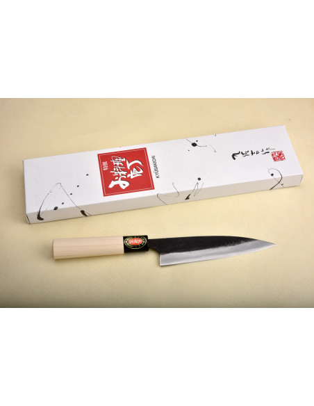 Yoshida Hamono - Ajikiri  145 mm- Blue paper steel Kurouchi - Manche magnolia/résine