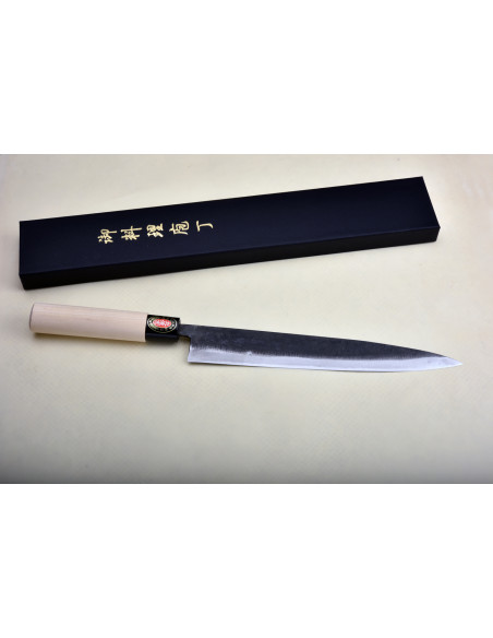Yoshida Hamono - Bunka 190 mm- Blue paper steel Kurouchi  Manche Magnolia/résine