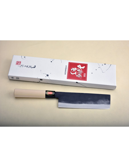 Yoshida Hamono - Usaba (nakiri) Kakagata 170 mm (6021) - Blue paper steel Kurouchi - Manche Magnolia/résine