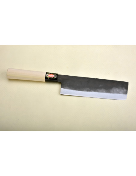 Yoshida Hamono - Usaba (nakiri) Kakagata 170 mm (6021) - Blue paper steel Kurouchi - Manche Magnolia/résine