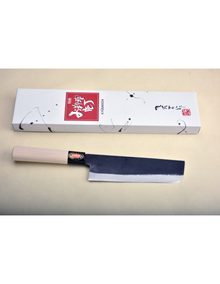 Yoshida Hamono - Usaba (nakiri) Kamagata (6011) 170 mm- Blue paper steel Kurouchi - Manche Magnolia/résine