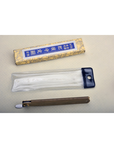 Higonokami Nagao -  Manche  laiton mat gravé, lame  damas Suminagashi/VG10 - Manche 120mm