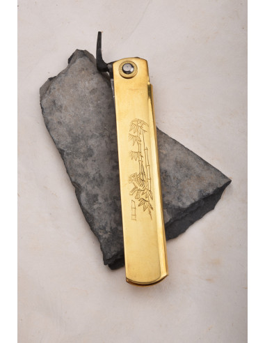 Higonokami Nagao -  Manche  laiton "Tiger &...