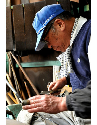 Higonokami Miyamoto - Manche cuivré- lame damas...