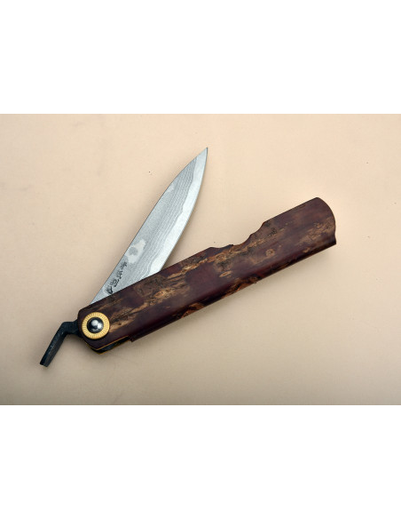 Higonokami Nagao damas feuille de  bambou - Kabazaiku tongari - Manche  100 mm