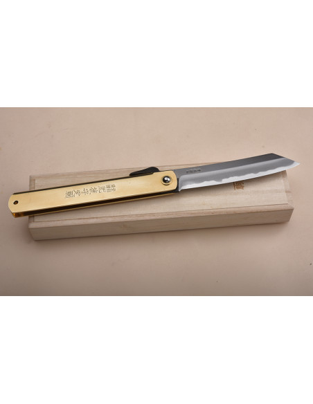 Higonokami  Nagao Kanekoma  Tiger & Bamboo - JUMBO - Laiton175 mm