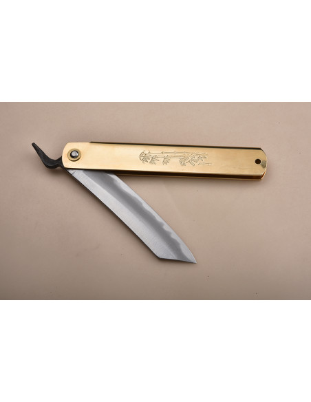 Higonokami  Nagao Kanekoma  Tiger & Bamboo - JUMBO - Laiton175 mm