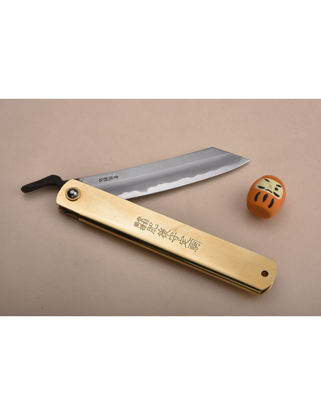 Higonokami  Nagao Kanekoma  Tiger & Bamboo - JUMBO - Laiton175 mm