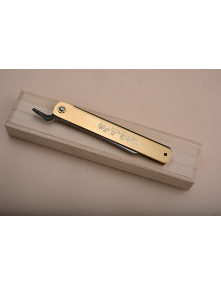 Higonokami  Nagao Kanekoma  Tiger & Bamboo - JUMBO - Laiton175 mm