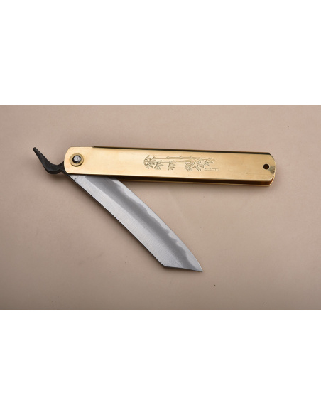 Higonokami  Nagao Kanekoma  Tiger & Bamboo - JUMBO - Laiton175 mm