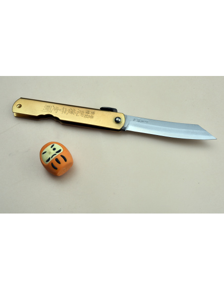 Higonokami Nagao Kanekoma Manche en laiton - Lame Aogami  70MM