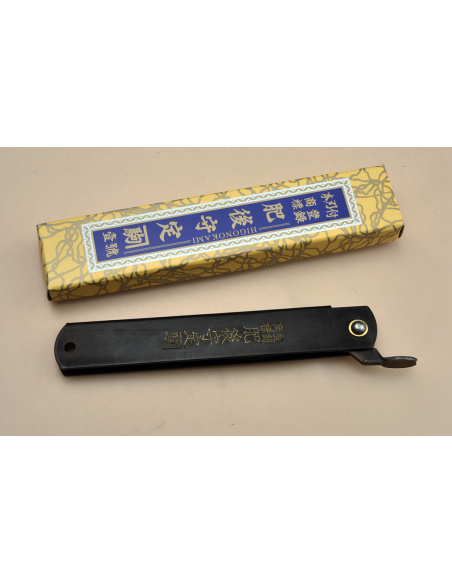 Higonokami  Nagao Kanekoma Manche Noir 120 mm -  Lame Aogami dos  noir